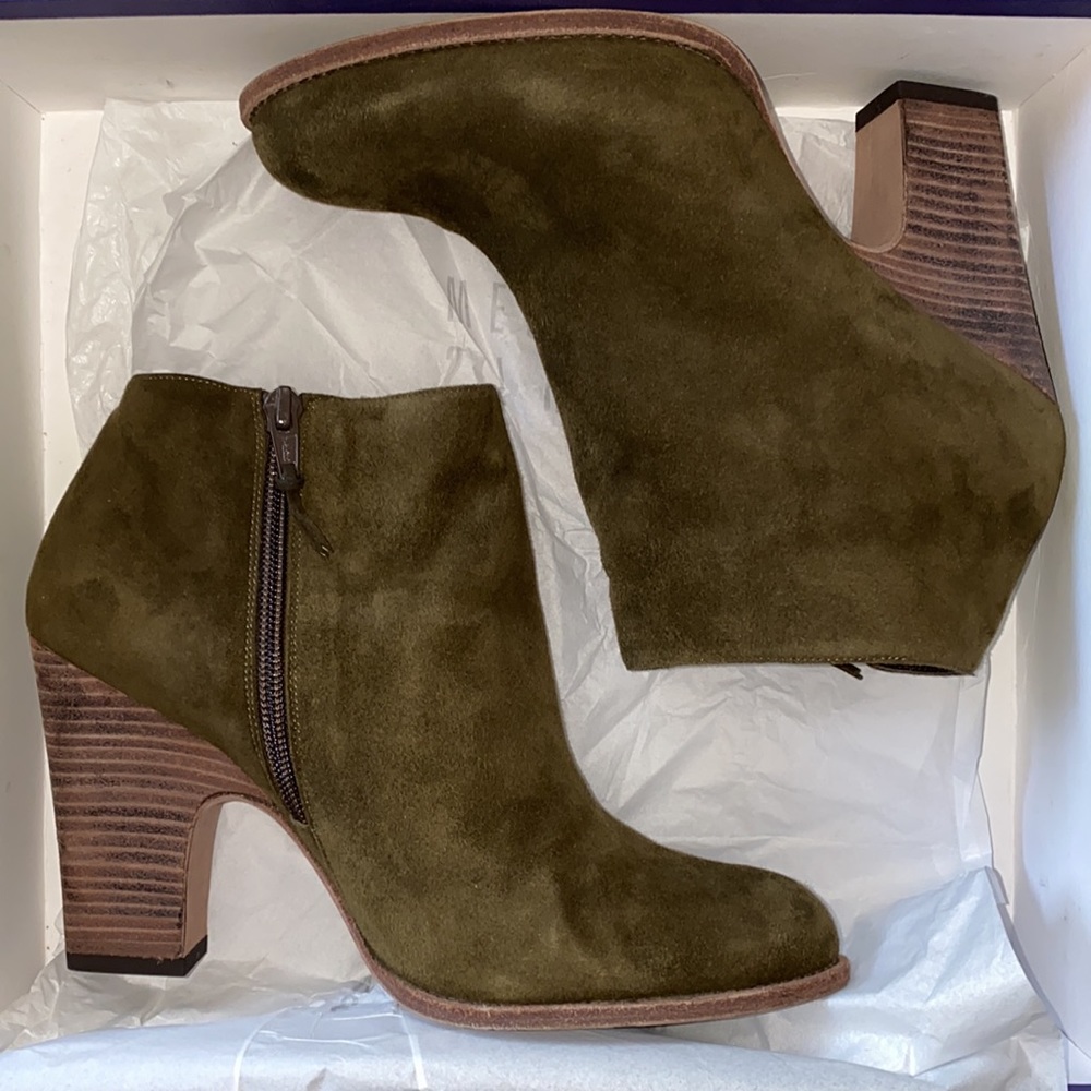 Stuart Weitzman Demigran Womens Olive Green Brown Suede Ankle Boots